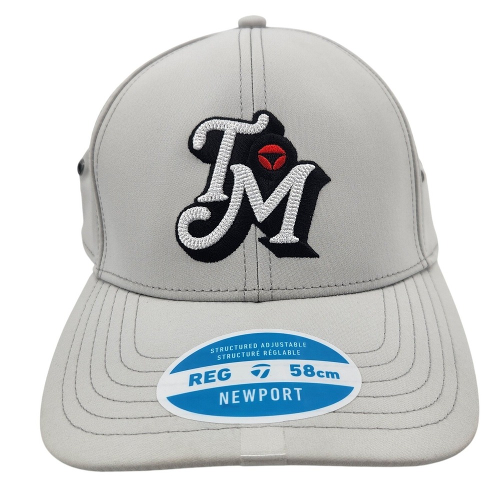 TaylorMade Newport Metal Eyelit Golf Hat Grey Adjustable Structured Cap N2680818